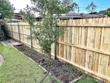 Butted Treated Pine fencing with Mitred tops