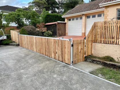 Cypress Pine picket fence with Automatic Gate